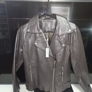 Max Studio Metallic Leather Jacket